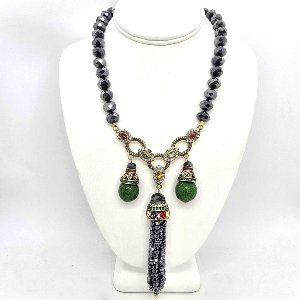 Heidi Daus Imperial Intrigue Black Tassel Necklace